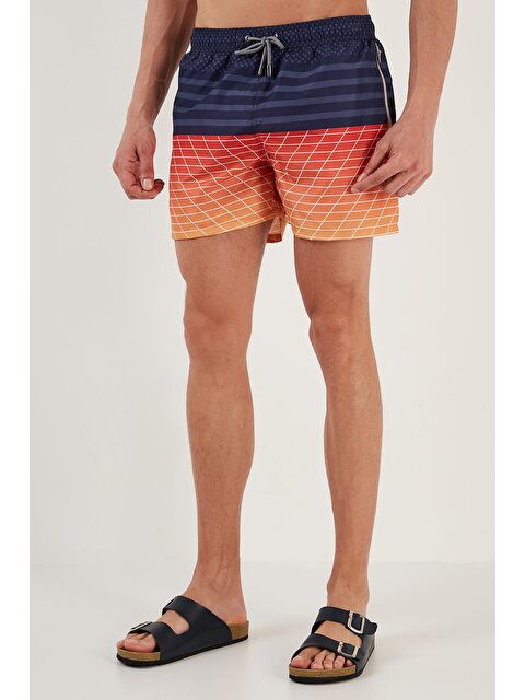 Buratti Desenli Deniz Şortu Belden Bağlamalı Cepli Mayo Short 380K917 - S000008328-23093