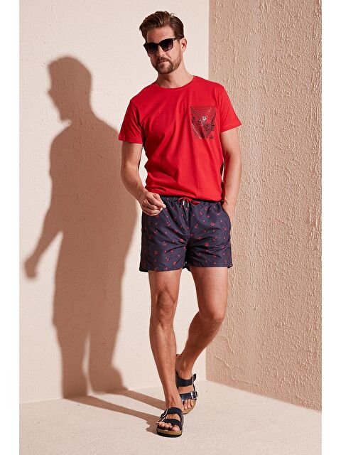 Buratti Desenli Deniz Şortu Belden Bağlamalı Cepli Mayo Short 380M427 - S000008326-21164