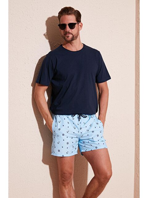 Buratti Desenli Deniz Şortu Belden Bağlamalı Cepli Mayo Short 380M427 - S000008326-20055