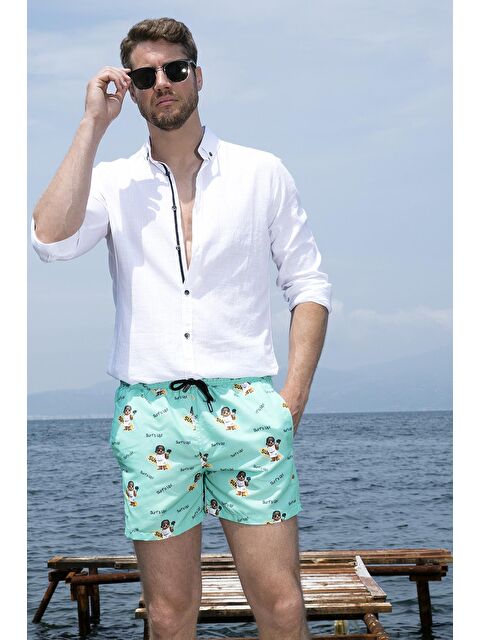 Buratti Desenli Deniz Şortu Belden Bağlamalı Cepli Mayo Short 380M537 - S000008340-18194