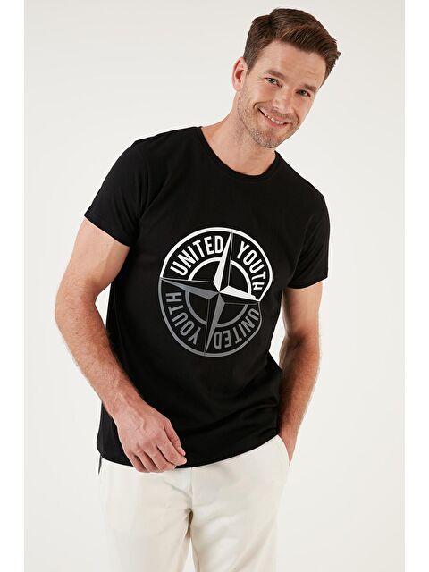 Buratti Baskılı Bisiklet Yaka % 100 Pamuk Slim Fit Tişört 541PUSULA - S000001736-19351