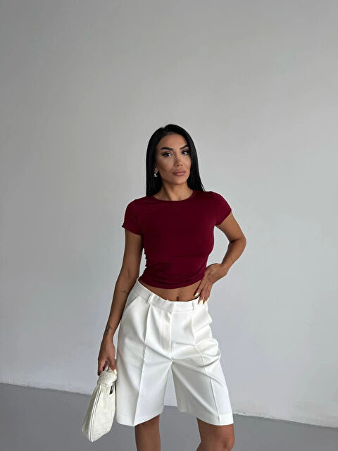 Hazelin Kadın Bordo Bisiklet Yaka Sandy Bluz HZL25S-FRY123191 - S000425457-19951