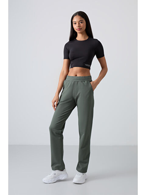 Tommylife Haki Yüksek Bel Cepli Rahat Form Klasik Paça Kadın Eşofman Alt - 94584 - S000029654-18547