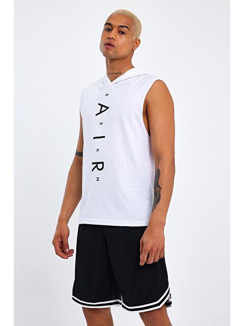 Süperlife Kapüşonlu Oversize Fit Aır Baskılı Erkek Kolsuz Tişört SPR21Y07 - S000026720-20063