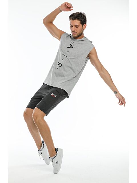 Süperlife Kapüşonlu Oversize Fit Aır Baskılı Erkek Kolsuz Tişört SPR21Y07 - S000026720-17308