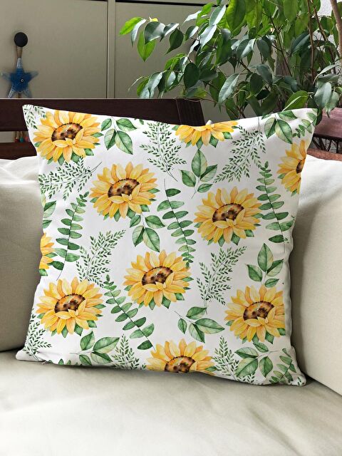 Evmila Kadife Doku Çift Taraf Baskılı Bahar Desenleri 43x43 cm Tekli Kırlent Kılıfı - S000013164-19966