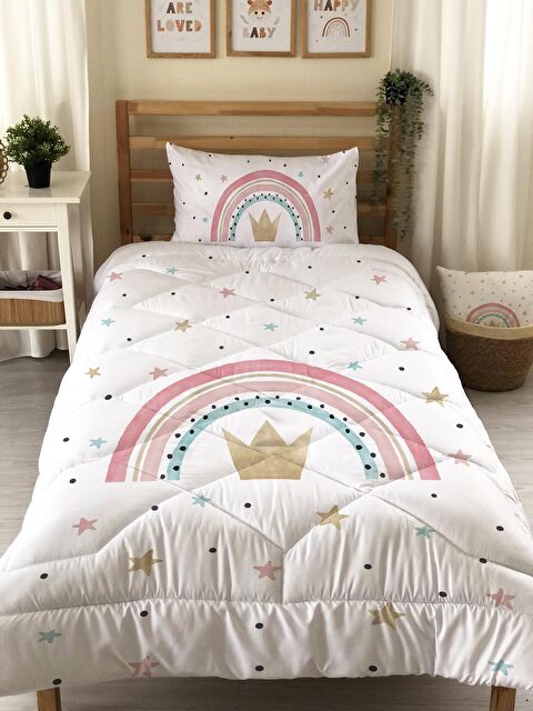 Evmila Pembe  DesenliKapitone Yorgan,Dekoratif Yatak Örtüsü - Çift Taraf Baskılı - S000054101-20063