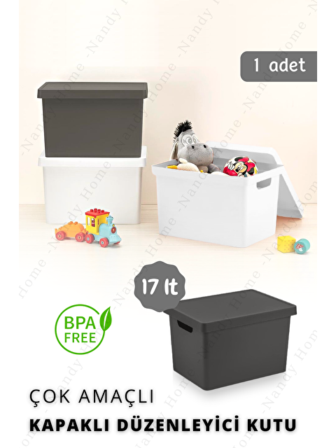 Nandy Home 17 Lt. Kapaklı Kutu ANTRASİT - S000013141-23173