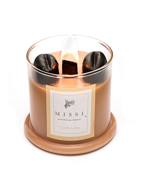 Missi Üfleme Cam Ahşap Fitilli Coffe Latte Vegan Mum(140 gr) - S000126573-19928