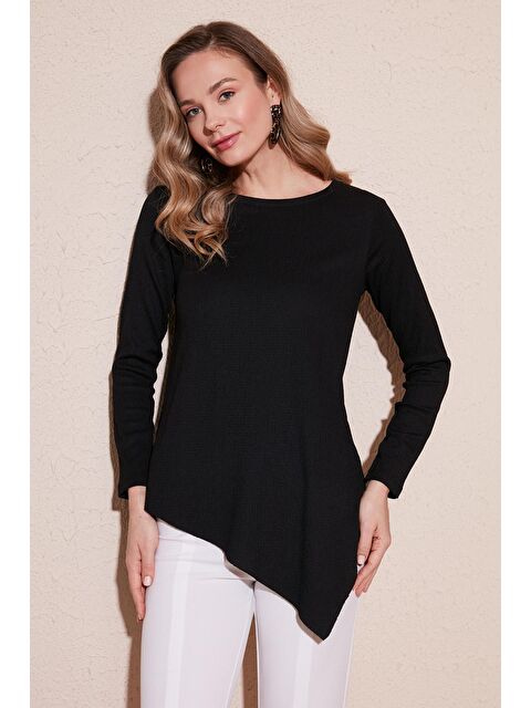 Lela Bisiklet Yaka Esnek Dokulu Asimetrik Bluz 5864971 - S000000374-19351