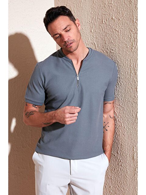Buratti Pamuklu Regular Fit Yarım Fermuarlı Erkek Tişört 5902653 - S000012076-17354