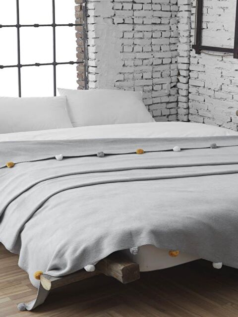 Dolce Bonita Home Tek Kişilik Ponponlu Pike Battaniye 150x200 Gri - S000064472-20600
