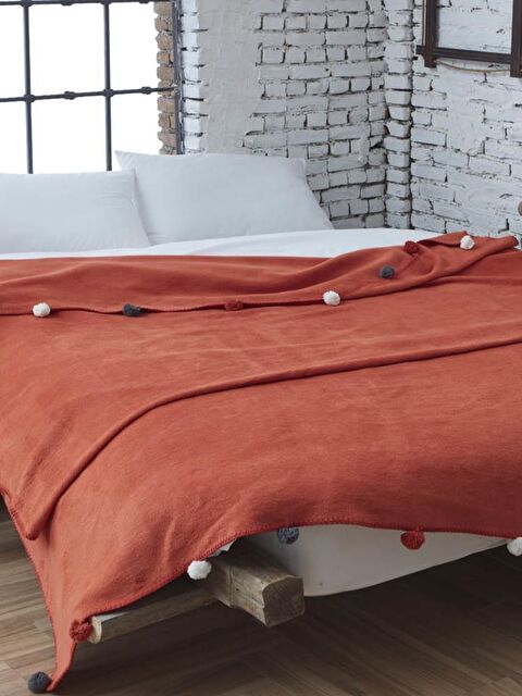 Dolce Bonita Home Tek Kişilik Ponponlu Pike Battaniye 150x200 Kiremit - S000107948-18657