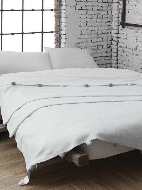 Dolce Bonita Home Tek Kişilik Ponponlu Pike Battaniye 150x200 Krem - S000115232-19966