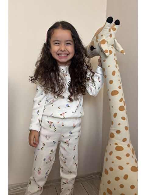 Breeze Kız Çocuk Taytlı Takım Renkli Çiçek Desenli Omuzu Fırfırlı Beyaz (2-6 Yaş) - S000433321-20063