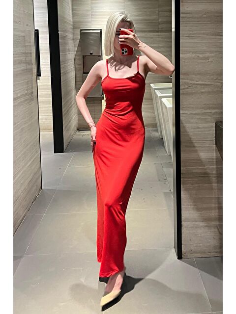 Madmext Kırmızı Uzun Asklı Basic Elbise Mg1852 - S000030047-20045