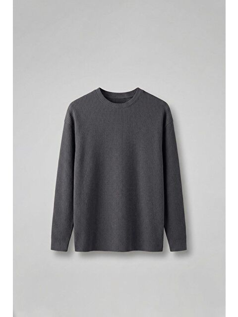 Abluka Online Erkek Rahat Kalıp Fitilli Uzun Kollu Sweatshirt Füme - S000279703-33408