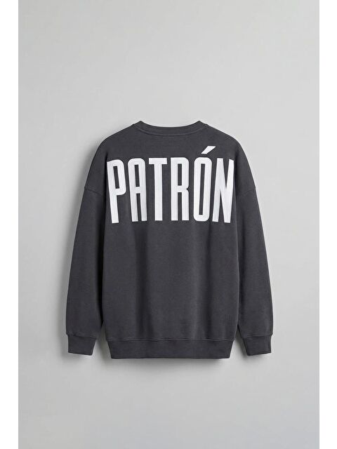 Abluka Online Erkek Oversize Baskılı Premium Sweatshirt Antrasit - S000314985-29666