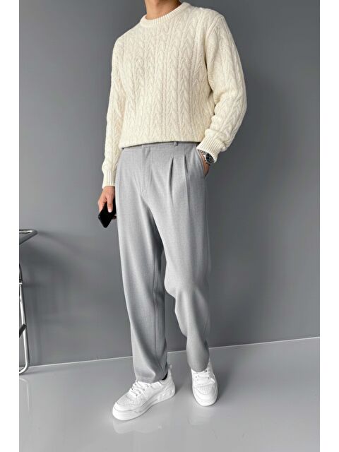 Abluka Online Baggy Fit Kumaş Erkek Pantolon Gri - S000032665-20600