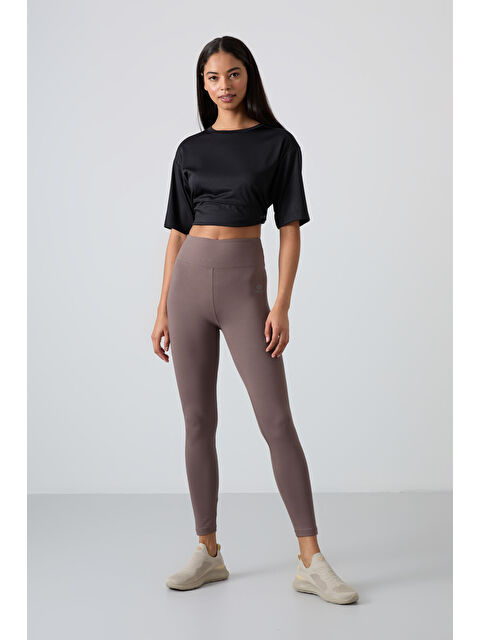 Tommylife Kahverengi Yüksek Bel Toparlayıcı Slim Fit Dar Paça Kadın Tayt - 94011 - S000032216-19413