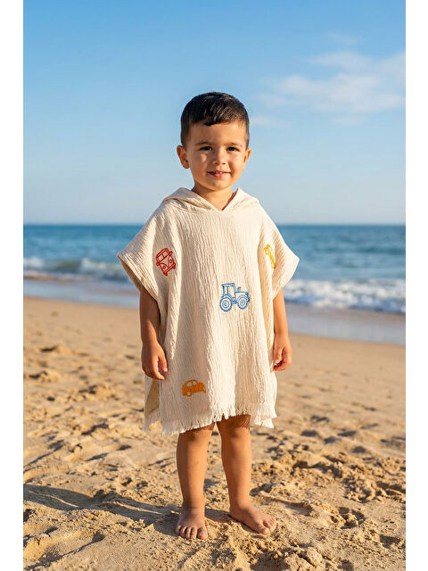 Varol Organik %100 Pamuk Müslin Çocuk Panço - Trafik - S000417403-19966