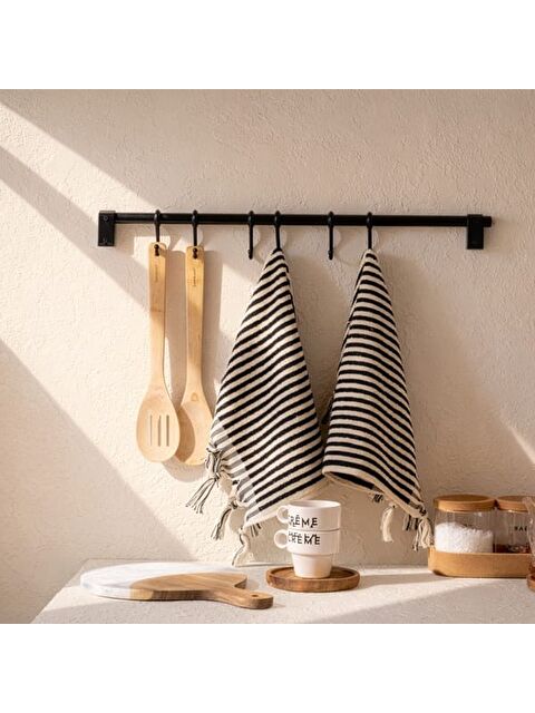 Evidea Soft Helga El Havlusu - Ekru / Siyah - 30x50 cm - S000391122-5406