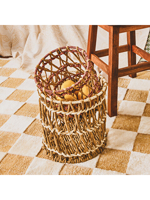 Simple Living Granny Summer Büyük Silindir Dekoratif Sepet - Bej - 25x25 cm - S000391072-19928