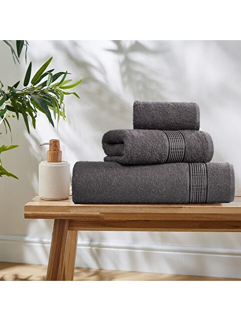 UPSTYLE 3lü Havlu Seti Ezgi Antrasit 70x140 + 50x85 + 30x50 - S000381444-29666