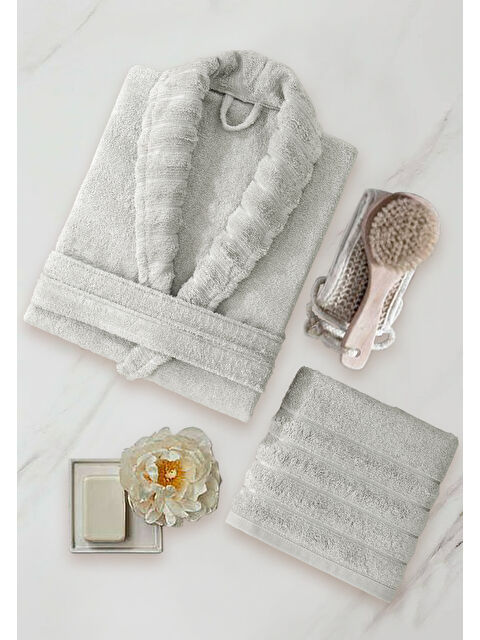 UPSTYLE Bornoz - Havlu Seti Carla A.Gri L/XL+50x90cm - S000377563-17308