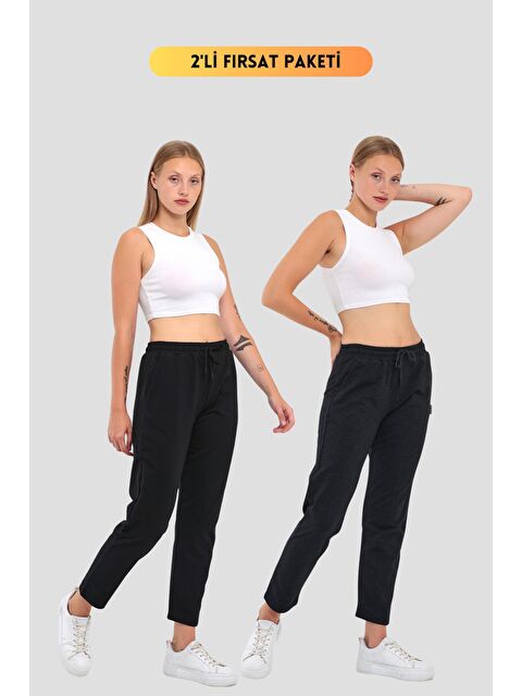 Mmetalic 2'li Kadın Lacivert Klasik Cepli Eşofman Altı - S000229147-37421