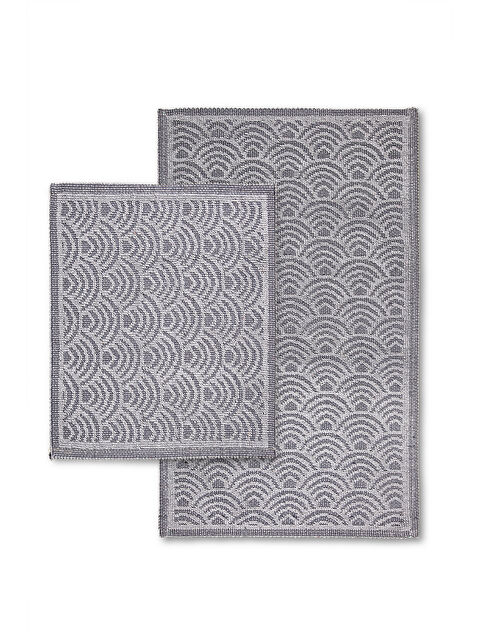 Bluenity Shell Doğal Pamuklu 2'li Banyo Paspas Seti 60x100+50x60 Cm - Gri - S000420960-20600