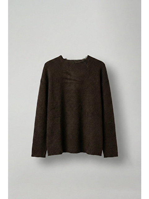 Abluka Online Erkek Dokulu Oversize Kazak Kahverengi - S000457376-19413