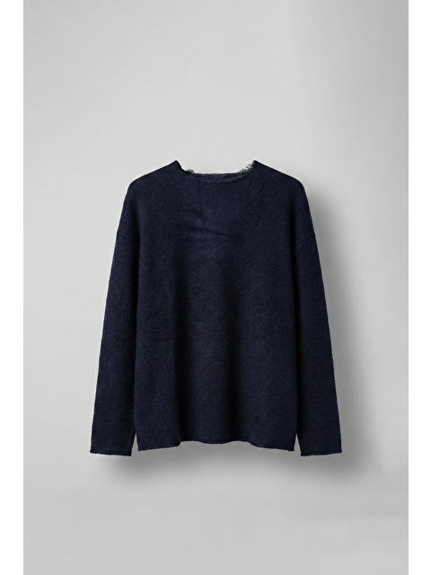 Abluka Online Erkek Dokulu Oversize Kazak Lacivert - S000457376-21164