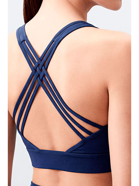 Tommylife İndigo Yüksek Bel Toparlayıcı Çapraz Sırt Detaylı Slim Fit Kadın Tayt Takım - 95283 - S000203335-23093