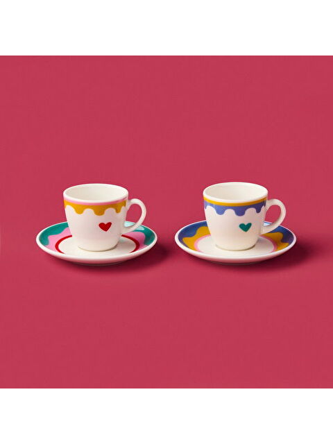 Evidea Kitchen Granny 4 Parça Porselen Fincan Takımı - Renkli / Sarı - S000373679-23173