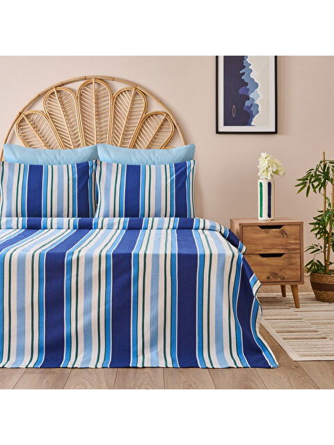 Evidea Soft Verano Çift Kişilik Pike Takımı - Mavi / Yeşil - S000376010-37378