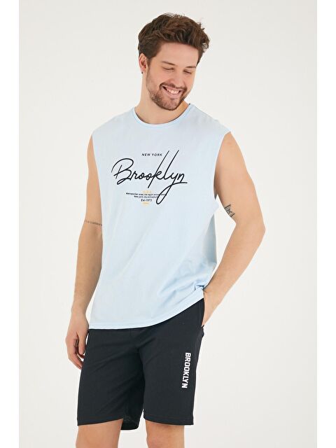 Süperlife Bisiklet Yaka Regular Fit Brooklyn Baskılı Erkek Kolsuz Tişört SPR22TS115 - S000013528-17234