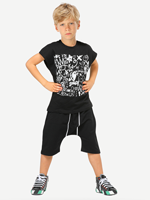 Casabony Black Graf Harem Erkek Çocuk Şort Takım - S000145153-19351