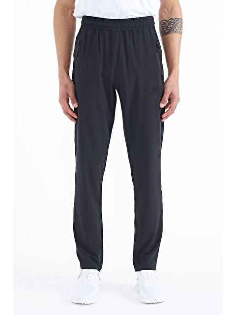 Tommylife Siyah Erkek Fermuarlı Üç Cepli Standart Kalıp Klasik Paça Eşofman Alt - 84768 - S000032264-19351