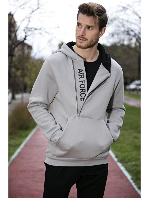 Buratti Kanguru Cepli Fermuarlı Kapüşon Yaka Slim Fit  Erkek Hoodie 575707 - S000000694-20600