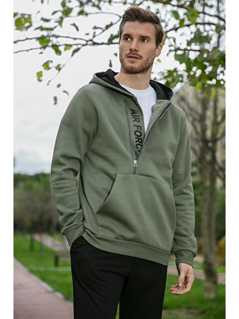 Buratti Kanguru Cepli Fermuarlı Kapüşon Yaka Slim Fit  Erkek Hoodie 575707 - S000000694-18547