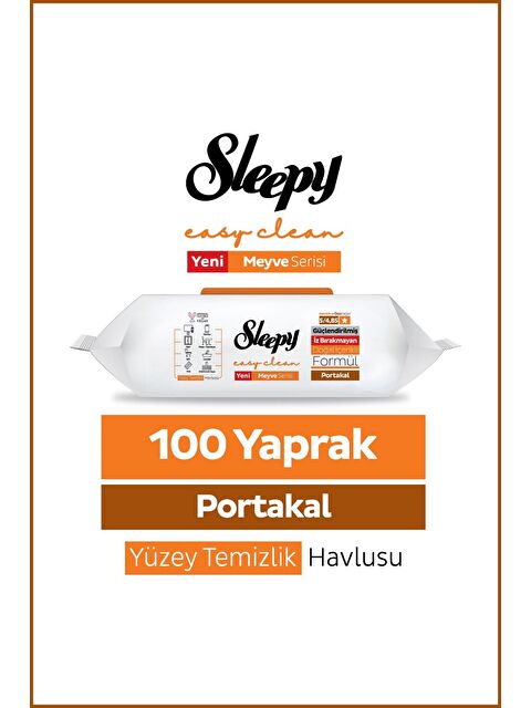 Sleepy Meyve Serisi Yüzey Temizlik Havlusu Mendili Portakal 100 Yaprak
