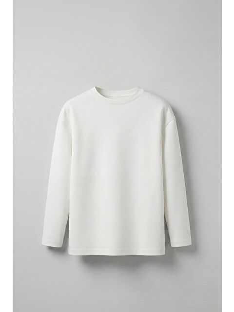 Abluka Online Erkek Oversize Basic Uzun Kollu Sweatshirt Ekru - S000279705-19965