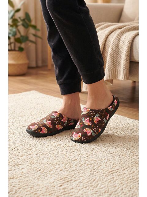 Gezer Kadın Kışlık PU Rahat Taban Desenli Ev Bahçe Gondol Terlik - S000435618-29705