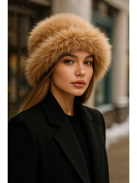 Luminos Butik Pelüş Ayarlanabilir Camel Bucket Kalpak Şapka Bere SPK1142 - S000283334-4557