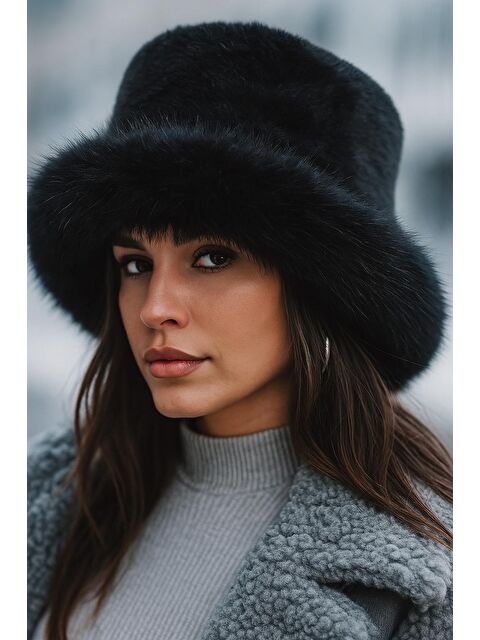 Luminos Butik Siyah Kalın Pelüş Kalpak Şapka   Bere Sıcak Tutan Dış Mekan Soğuktan Koruma Spk1143 - S000283333-19351