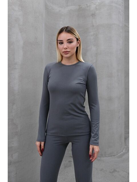 C&City Kadın Uzun Kol Bisiklet Yaka Termal Takım 405152 / 409003 Füme - S000287536-33408