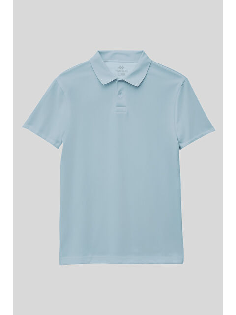 Tommylife Açık Mavi Polo Yaka Standart Fit Basic Unisex T-Shirt - 11330 - S000446272-17437