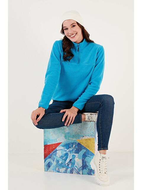 Lela Slim Fit Yumuşak Dokulu Anti-Pilling Tüylenme Yapmayan Yarım Fermuarlı Kadın Polar 5907000 - S000000132-20055