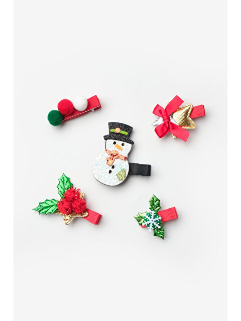 Le Mabelle Kırmızı Yaprak Detaylı 5'li Yılbaşı Kız Çocuk Toka Set - S000319624-20045